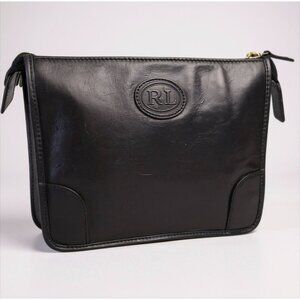 Vintage Ralph Lauren Black leather clutch bag 90's y2K